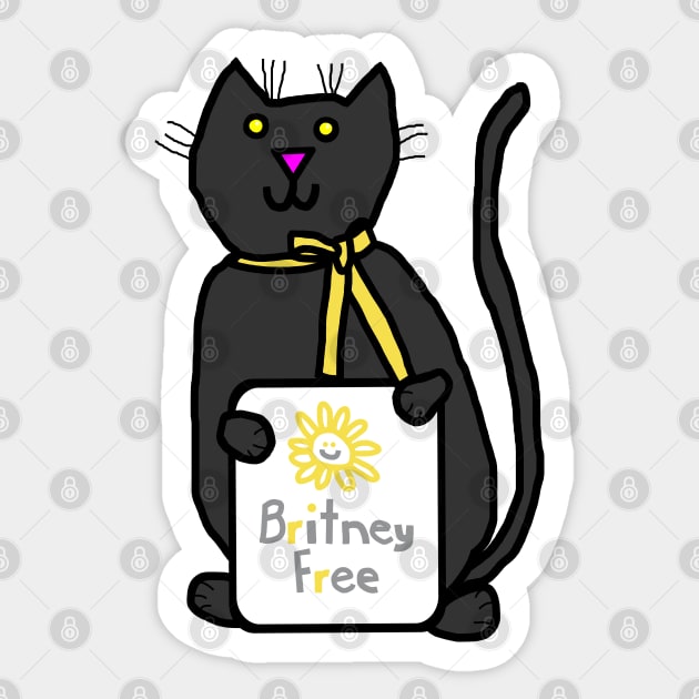 Free Britney Cute Cat with Britney Free Sign Sticker by ellenhenryart